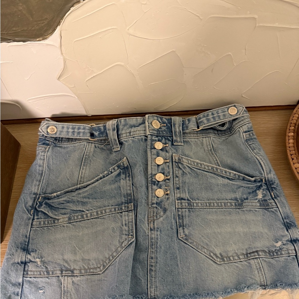 Free People Light Blue Denim Mini Skirt